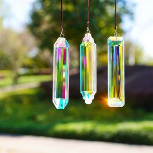 Crystal Suncatcher Prism for WindowRectangle AB Colored Crystal Stick Hanging Sun Catcher Rainbow Maker Garden Outdoor Decor