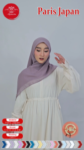 Humaira Hijab Segi Empat Paris Japan 4 Sisi Ukuruan 112 x 112  Bahan Adem Ringan & Mudah Dibentuk