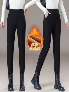 High Waist Fleece Lined Thickened Pencil Pants Slim Fit Jeans Casual Trousers for Women Autumn Winter New Style Commute Style