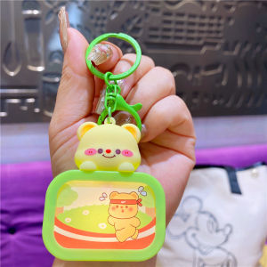 Adorable Cartoon Bear Night Light Keychain Bag Decor Creative Gift Sporty Macaron Colored PVC Plastic Hardware Couple Series
