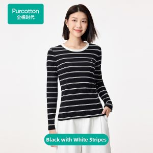 Purcotton | Striped Knitted Long Sleeve Fall Top