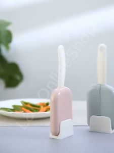 Centong nasi dengan penutup otomatis holder nasi 2 in 1 praktis anti lengket dan anti bakteri