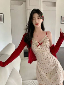 Sultry Girl Strap Dress Bodycon Skirt Women Summer New Waist Cinch Super Show Figure Sweet Temperament Floral Print Dress
