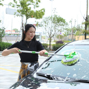 แปรงขัดรถใช้สำหรับไม้ถูพื้นล้างรถขนนุ่มไม่ทำร้ายรถใช้อุปกรณ์เช็ดรถด้ามยาวเครื่องมือยืดหดได้สามส่วน