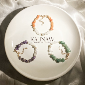 KALINAW Whimsical Semi Precious Chip Stone w/ Pearl Bracelet
