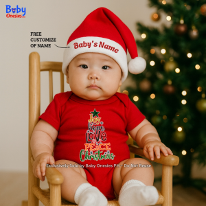 Personalized Baby Christmas Onesie with Custom Name Santa Hat | Holiday Gift | Baby Onesies PH