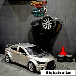 Xe Điều Khiển Mini Drift Bluetooth Mitsubishi Evolution 1/20 Có Điều Tốc Servo Giả Lập Có Đèn Gầm