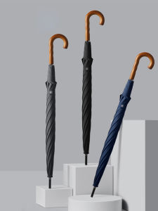 Trendy Stylish Japan Ultra Large Umbrella Reinforced Curved Handle Umbrella Long Umbrella Female Self-Opening Umbrella Wooden Handle Umbrella Male Business Long Handle Umbrella