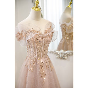 Glary Star One-shoulder Pink Evening Dresses: The Perfect Choice for Niche Light Luxury