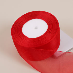 50yards/roll 5cm 50mm Chiffon Organza Ribbons DIY Crafts Christmas Wedding Party Decoration Gift Cake Wrapping Fabric