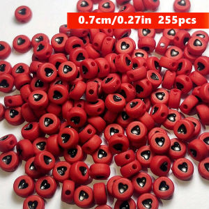 255pcs 7mm Color Scheme Big Red Pink and White Love Heart Ball Beads for DIY Making Clothing Tailoring Supplies