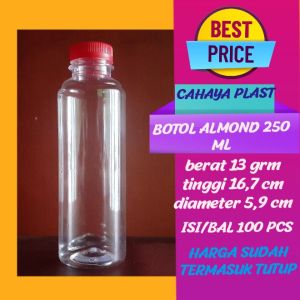 Botol Almond 250Ml-Botol Plastik 250Ml-Per 100 50 20 Pcs Free Packing Kardus