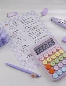 Korean Dopamine Color Calculator High Beauty 12 Digits Big Button Calculator for School&Office