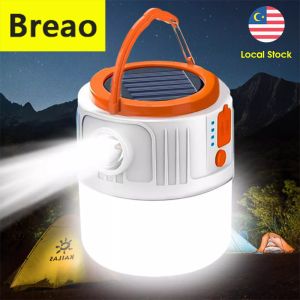 Breao Solar Camping Light Portable LED Rechargeable Light Waterproof Tent Light Emergency Light Lampu Pasar Malam 太阳野营灯