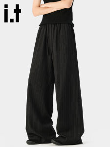 izzue | Black Quick-dry Casual Pants Men Summer Ice Silk Wide-leg