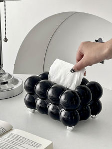 Creamy Style Napkin Holder Living Room High Aesthetic Cotton Candy Drawstring Luxury Creative Home Dinner Napkin Drawer Ornament