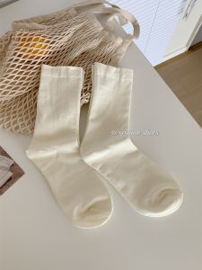 Comfortable Long Tube Socks for Students Womens New Simple Black White Cotton Socks Pure Color Monthly Cotton Socks