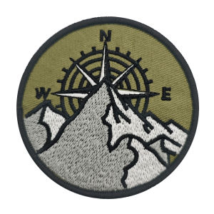 Vintage Mountain Compass Embroidered Patch Hook & Loop Hiking Camping Tactical Morale Badge DIY for Backpack Jacket Vest Hat