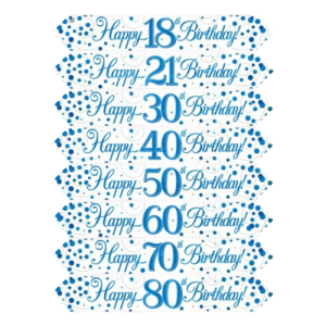 White & Blue Happy Birthday with Sparkle Dots Banner for 16th 18th 21st 30th 40th 50th 60th 70th 80th Birthday Party Decoration