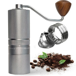 Portable Hand Coffee Bean Grinder with 60 Adjustable Settings 7-Axis SUS420 Stainless Steel Burrs Labor-Saving Crank Handle