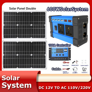 6000W Dual Solar Generator Kit - 2x600W Foldable Panels + 100A MPPT & Pure Sine Inverter (110V/220V)
