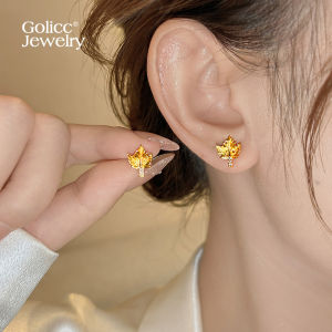 Golden Maple Leaf Zirconia Earrings Womens Elegant Small Design 2025 New Unique Beautiful Exquisite Fashion Jewelry