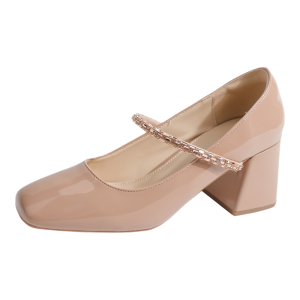 Patent Leather Mary Jane Chunky Heel Shoes
