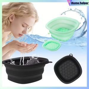Foldable Face Ice Bath Bowl Built-in Ice Tray Silicone Portable Ice Basin Multifunctional Skincare Washbasin for Women Girls
