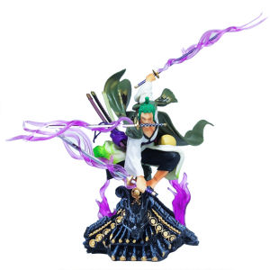 Bandai | One Piece Figure 22cm Roronoa Zoro Roof Sauron Three-Knife Fighting Skill Anime Action Model Decorations PVC Toys Birthday Gifts