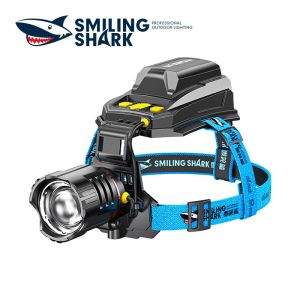 SmilingShark 10000LM Headlight Flashlight Powerful Strong Bright Led M77 Rechargeable Sensor Induction Zoomable Waterproof Head Flash Light Long Battery Life Outdoor Miners Lamp Night Fishing Coating Xenon Lamp