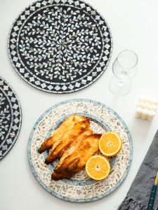 Rounded Shell Dining Mat Ins Style Home Use Heat Resistant Dining Table Tray Pad Cup Mat Luxury European Western Dining Pad