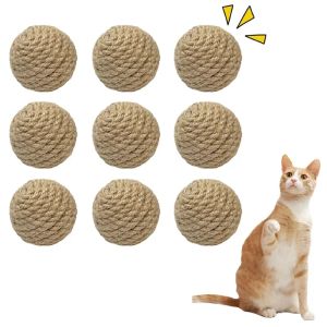 Natural Sisal Ball Cat Toy with Built in Sandstone Teeth Cleaning Bite Resistant Chew Interactive Play Durable Eco Friendly Desi