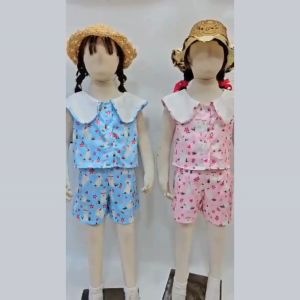 ชูดเด็กผู้หญิง เสื้อแต่งปกสีขาวผ้าซาร่าพิมพ์ลายกระตุ้น ผู้หญิง