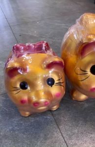 Heo đất nơ Giá Rẻ tiết kiệm đẹp màu vàng tài lộc ống con lợn nơ size vừa lớn
