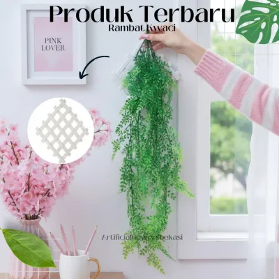 BUNGA JUNTAI + POT WAIJK / bunga juntai / daun juntai bahan plastik - daun sulur julur shabby chic