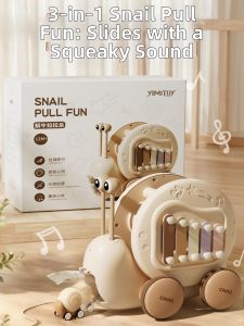 LINGDONG BAOBAO | Educational Pull-Along Musical Snail Toy for Toddlers Boys and Girls 1.5 Years Plus