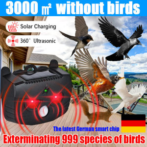 Penghalau burung 10000m without birds Solar Ultrasonic Bird Repellent Outdoor anti bird 2025 Upgrade AI smart chip pigeons repellent merpati IP67 level waterproof 360°eviction High frequency sound waves crow repellent Intelligent 驱鸟神器赶鸟神器