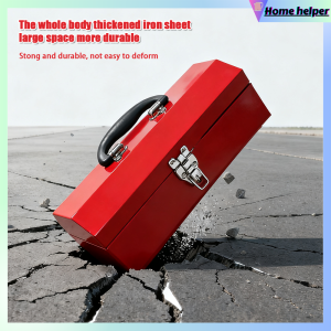 Red Iron Metal Hand Toolbox Multifunction Toolbox On-Board Storage Box Hardware Iron Tools Box