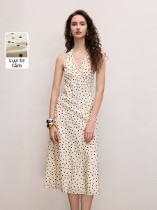LANCY FROM 25 | Đầm Maxi Dây Đan Hở Vai Cổ V Tơ Tằm Dâu 25%