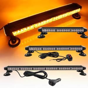1PCS Strobe light bar 14-38inch 6 LED High Visibility Amber Four Side Traffic Advisor Strobe Emergency Flashing Light Bar Vehicle Warning Lightbar Various Mode Base for Safety Vehicles Tow Trucks Pickup Cars