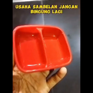 Piring Lepek saus sambal sekat 2 twin Harga per 6 pcs MCR