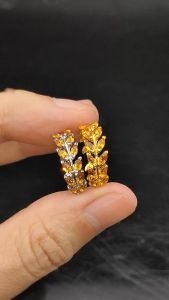 แหวนใบมะกอกพลอยซิทรินแท้ (Citrine)ตัวเรือนเงินแท้92.5%ชุบทองและชุบทองคำขาว พลอยสีเหลืองเข้ม ไซด์นิ้ว 53 หรือเบอร์ 6.5 US พลอยแท้จากประเทศบราซิล