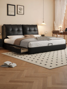 Italian Minimalist Storage Double Bed Black