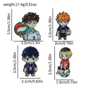 Bandai | 4pcs Cute Volleyball Enamel Pin Cartoon Anime Brooch For Coat Womens Brooches Fashion Lapel Badges Accessories Gift for Friends