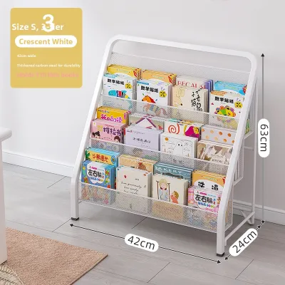 Simple Childrens Reading Area Floor Bookshelf Easy Storage No Installation Metal Magazine Rack Home Use Book And Newspaper Holder