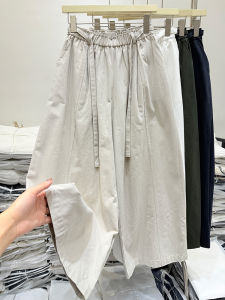 Quần Ống Rộng Màu Trơn Thiết Kế Thời Trang Nữ Mùa Thu 2025 Quần Dài Thoải Mái Cạp Cao Có Dây Rút
