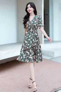 French Floral Skirt 2025 New Style This Years Popular Slimming High Waist Chiffon Dress Women Spring Summer A-Line Midi Dress