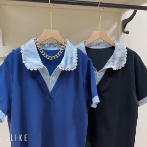 ZIPPER LACECOLLAR SHIRT