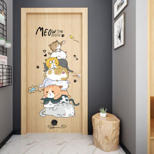 Warm Bedroom Door Stickers Childrens Room Decorative Wall Art Paper Nursery Wall Decor Stickers PVC Material Animal Patterns