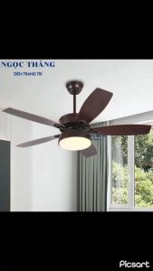 Quạt Trần Đèn Led 5 Cánh Gỗ Phòng Khách Phòng Ngủ Cao Cấp QT1111 Ngọc Thắng (Tặng kèm remote điều khiển từ xa)